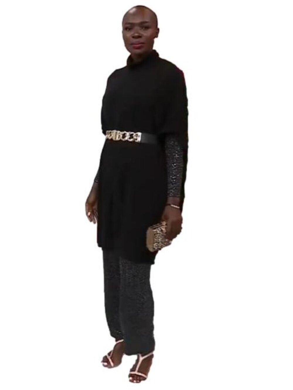 IMAN Global Chic Sweater Knit Poncho with Tie Front - Black Size XS/S